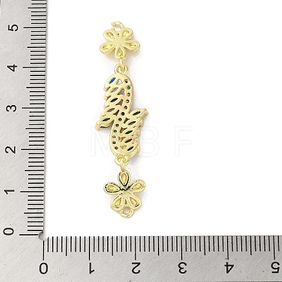 Rack Plating Brass Pave Colorful Cubic Zirconia Flower Connector Charms KK-C052-37B-G-1