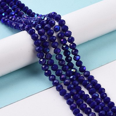 Electroplate Opaque Solid Color Glass Beads Strands EGLA-A034-P3mm-L12-1