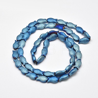 Full Plated Frosted Electroplate Glass Fish Beads Strands X-EGLA-M001-B01-1
