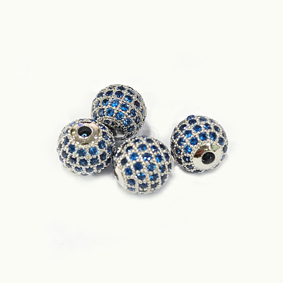 CZ Brass Micro Pave Cubic Zirconia Round Beads ZIRC-L017-8mm-10P-1