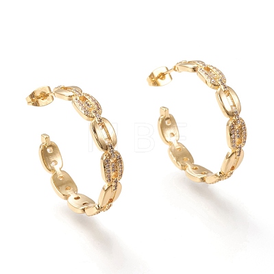 Brass Micro Pave Clear Cubic Zirconia Stud Earrings EJEW-I251-02G-1