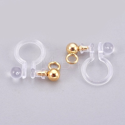 Stainless Steel Clip On Earring Findings X-STAS-P207-02G-1