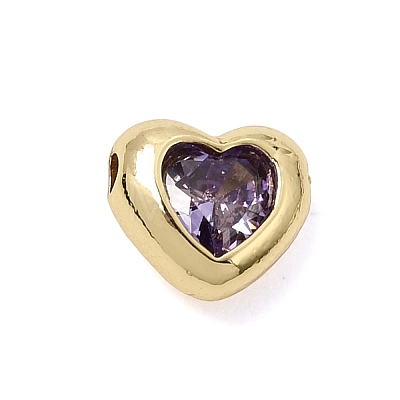 Brass Pave Cubic Zirconia Beads KK-CBA960E-05C-G-1