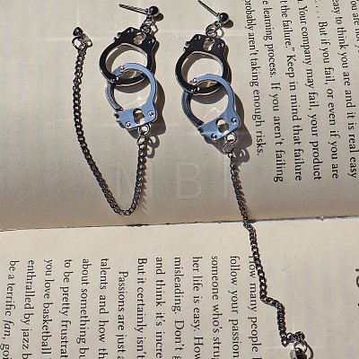 Handcuffs Alloy Curb Chain Dangle Stud Earrings FS-WG10D04-01-1