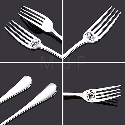 Globleland Word Pattern 304 Stainless Steel Fork AJEW-GL0001-17F-1