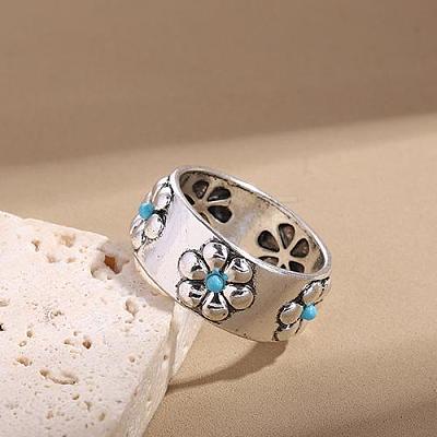 Retro Alloy and Turquoise Finger Rings FS-WGD8EB6-05-1
