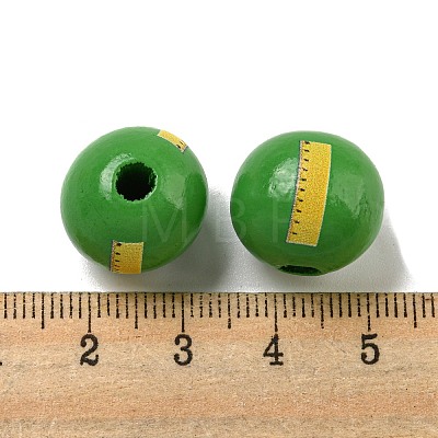 Printed Wood European Beads WOOD-L020-D11-1