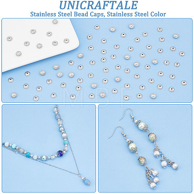 Unicraftale 304 Stainless Steel Bead Caps STAS-UN0042-46-1