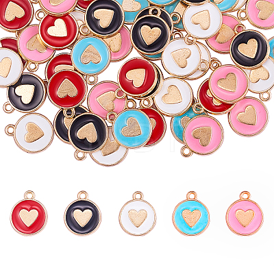 50Pcs 5 Colors Alloy Enamel Charms ENAM-CJ0001-86-1