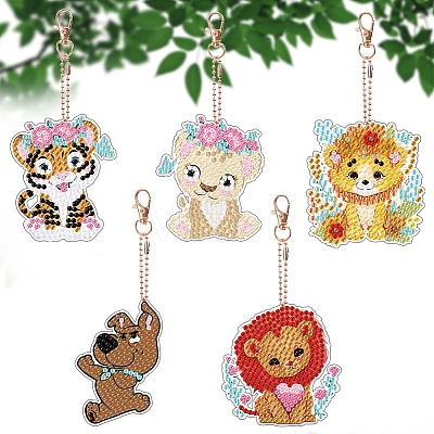 5Pcs DIY Diamond Painting Keychain Kits PW-WG59881-01-1