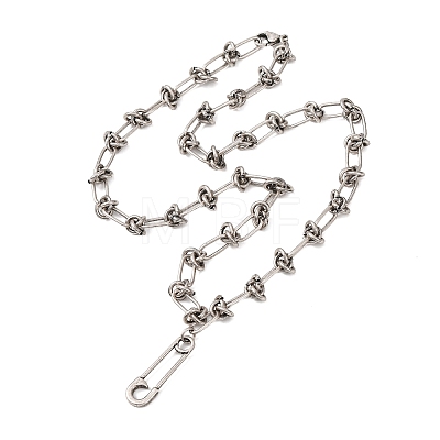 Unisex Vintage 304 Stainless Steel Safety Pin Pendant Necklaces NJEW-C115-09AS-1