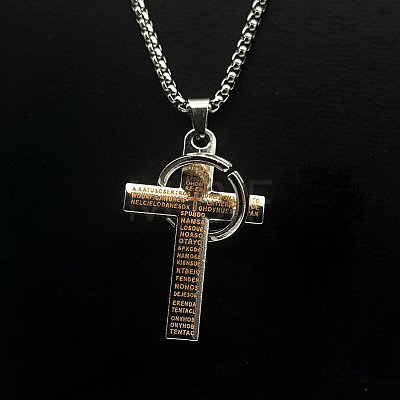 Fashionable titanium steel necklace with cross pendant for hip-hop lovers. NT1713-1-1