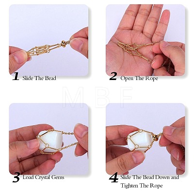 2Pcs 2 Style Brass Braided Macrame Pouch Empty Stone Holder for Pendant Necklaces Making NJEW-SZ0001-65G-1