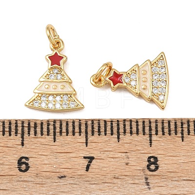 Christmas Brass Micro Pave Cubic Zirconia Enamel Charms KK-L255-19G-06-1