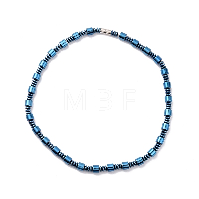 Synthetic Hematite & Brass Column Beaded Necklace Bracelet with Magnetic Clasps SJEW-G079-01-1