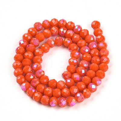 Electroplate Opaque Solid Color Glass Beads Strands EGLA-A044-P6mm-L03-1-1