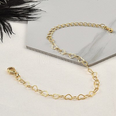 Brass Heart Link Bracelets for Women BJEW-G735-07G-1