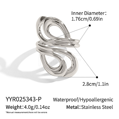Adjustable 304 Stainless Steel Open Cuff Rings for Women SZ1207-4-1