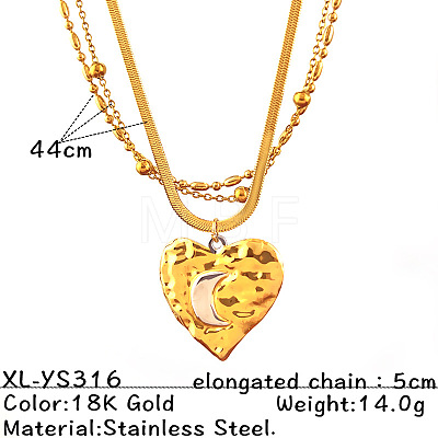 Two Tone 304 Stainless Steel Pendant 3-strand Necklaces Necklaces for Women WG40374-04-1