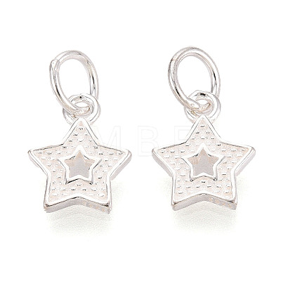 Textured 925 Sterling Silver Star Charms STER-T009-12S-1
