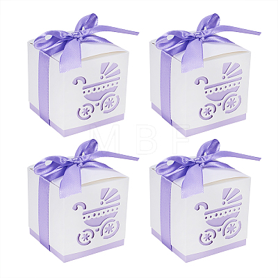 Hollow Stroller BB Car Carriage Candy Box wedding party gifts with Ribbons CON-BC0004-97B-1