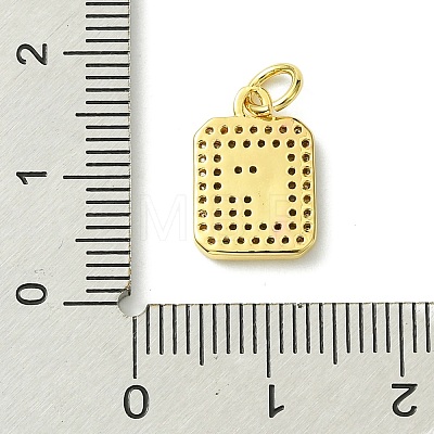 Rack Plating Brass Micro Pave Clear Cubic Zirconia Charms KK-G501-01F-G-1