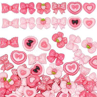 48Pcs 12 Styles Opaque Resin Cabochons RESI-UN0001-14-1