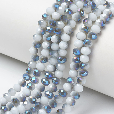 Electroplate Opaque Solid Color Glass Beads Strands X-EGLA-A034-P8mm-I10-1