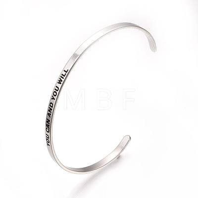 201 Stainless Steel Cuff Bangles BJEW-Q685-08-1