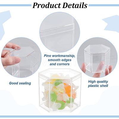 Hexagon Plastic Storage Boxes with Hat Cover CON-WH0084-81-1