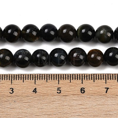 Natural Yellow Blue Tiger Eye(Dyed & Heated) Bead Strands G-P230-07-6mm-AB-1