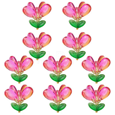10Pcs Glass Pendants PALLOY-SZ00062-1