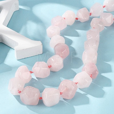 Natural Rose Quartz Nuggets Beaded Necklaces for Women Men NJEW-K388-01A-1