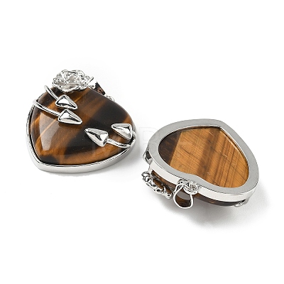 Natural Tiger Eye Heart Pendants G-S391-01P-F-1