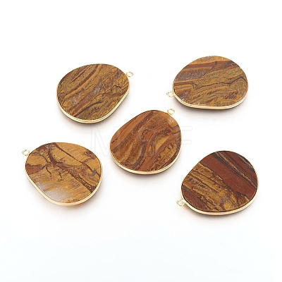 Natural Tiger Eye Pendants G-E526-09H-1