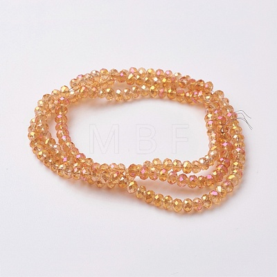 Electroplate Glass Beads Strands X-EGLA-F124-FR-B02-1