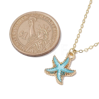 Alloy Enamel Starfish Pendants Necklaces NJEW-JN04770-1