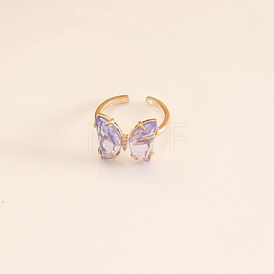 Butterfly Brass Glass Cuff Rings WGB6B8C-03-1