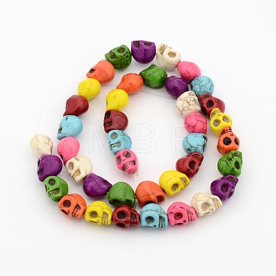 Synthetic Turquoise Skull Beads Strands for Halloween Jewelry Making X-TURQ-H037-2-1