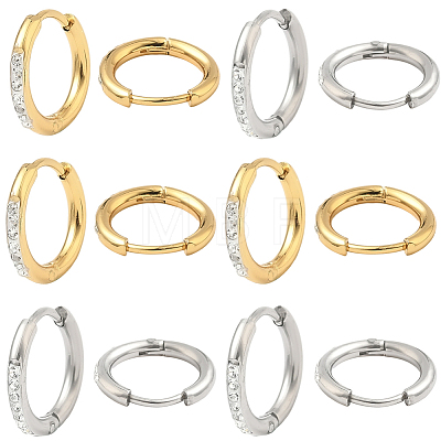 20Pcs 2 Colors 304 Stainless Steel Hoop Earrings EJEW-SC0001-84-1