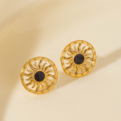 304 Stainless Steel Sun Stud Earrings PW-WGF3652-03-1