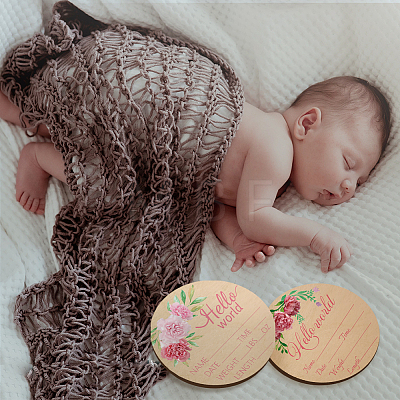 2Pcs 2 Style Single-face Printed Wooden Baby Photo Props DJEW-WH0600-002-1