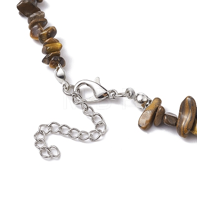 Natural Tiger Eye Chip Beaded Necklace NJEW-JN04615-08-1