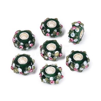 Handmade Lampwork & Brass Core European Beads LAMP-N044-07S-01-1