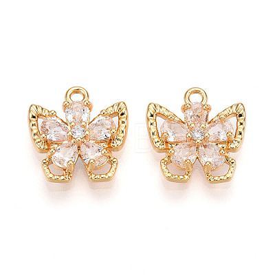 Brass Micro Pave Cubic Zirconia Charms KK-N262-111B-G-1