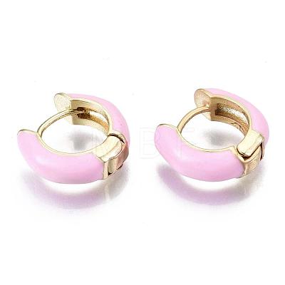 Brass Huggie Hoop Earrings EJEW-S209-01E-1