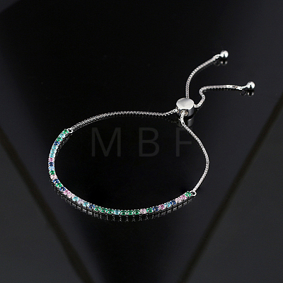 Anti-Tarnish Colorful Cubic Zirconia Tennis Bracelet BJEW-I314-003P-1