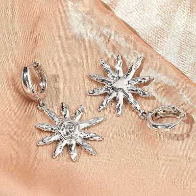 Sun Brass Hoop Earrings EJEW-C181-11P-1