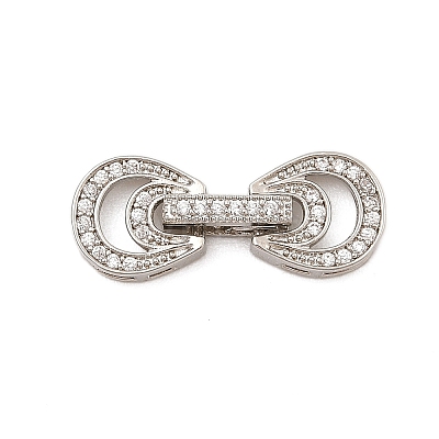 Brass Micro Pave Clear Cubic Zirconia Fold Over Clasps KK-C075-06P-1
