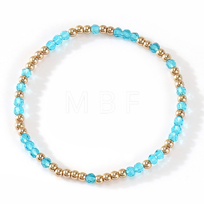 Glass & 304 Stainless Steel Beaded Stretch Bracelets for Women AN7513-4-1